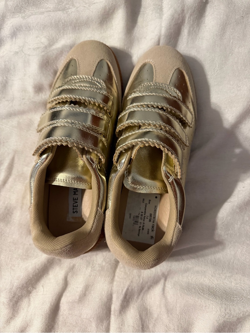 Steve Madden Women's Gold and Nude Low-Top Sneakers (No Box)